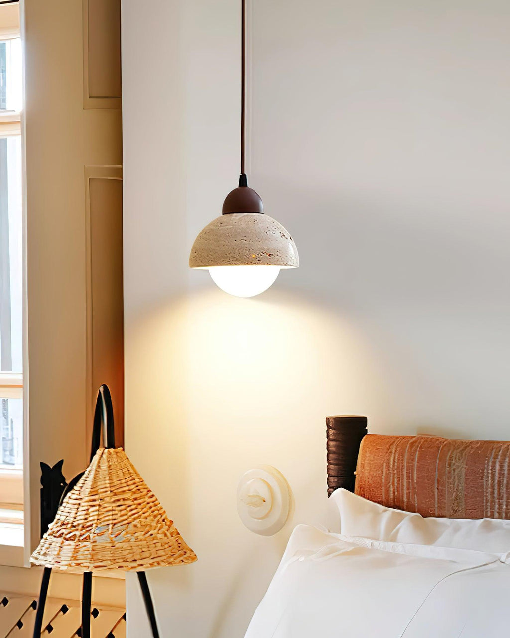 Warm Ambient Glow Pendant Lamp With Wood Top
