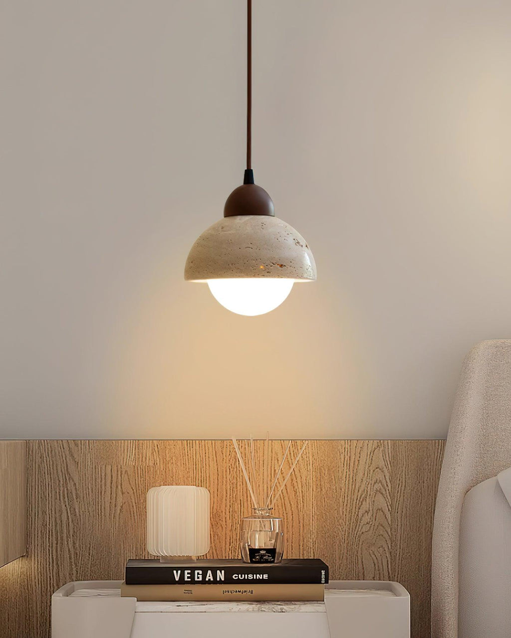 Warm Ambient Glow Pendant Lamp With Wood Top
