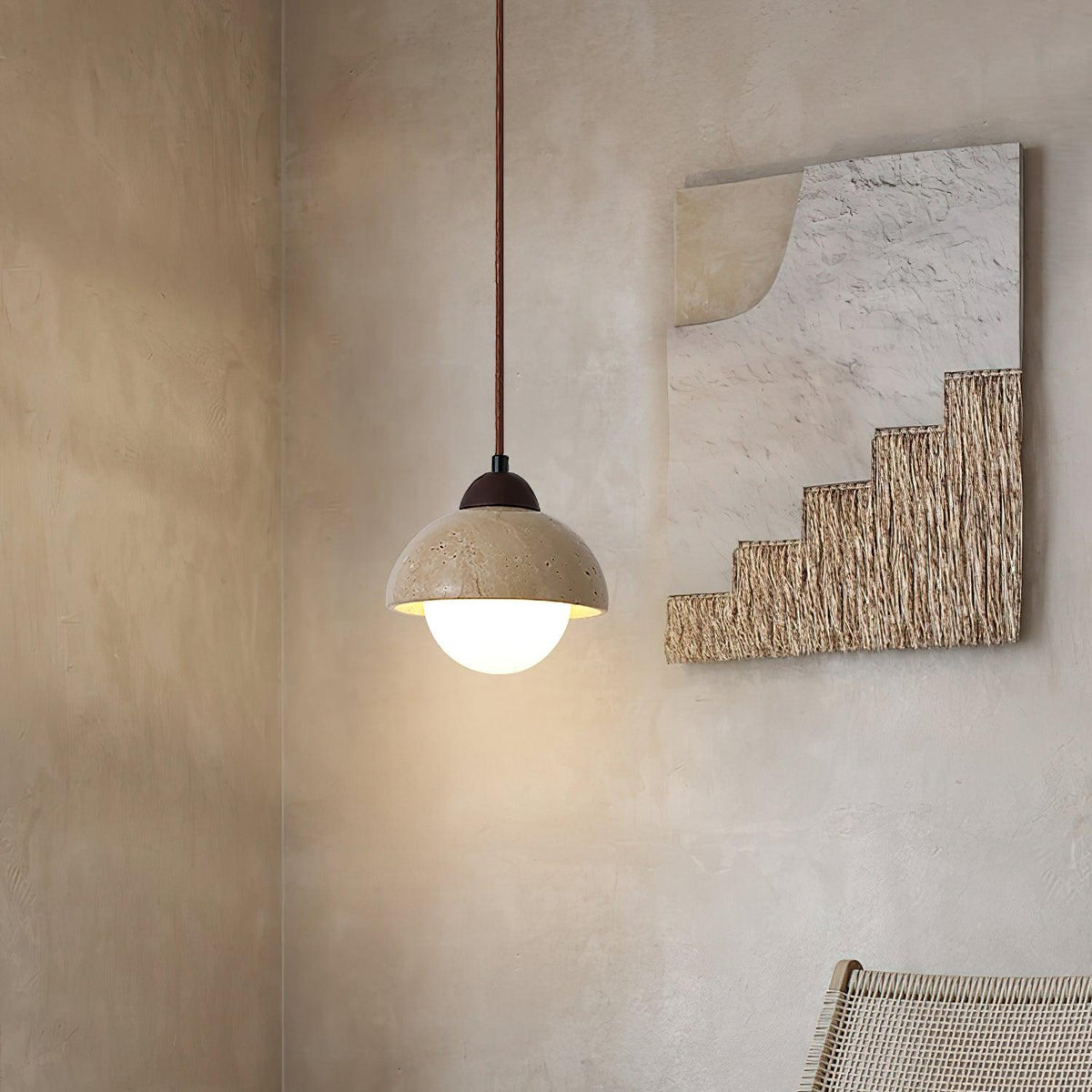 Warm Ambient Glow Pendant Lamp With Wood Top