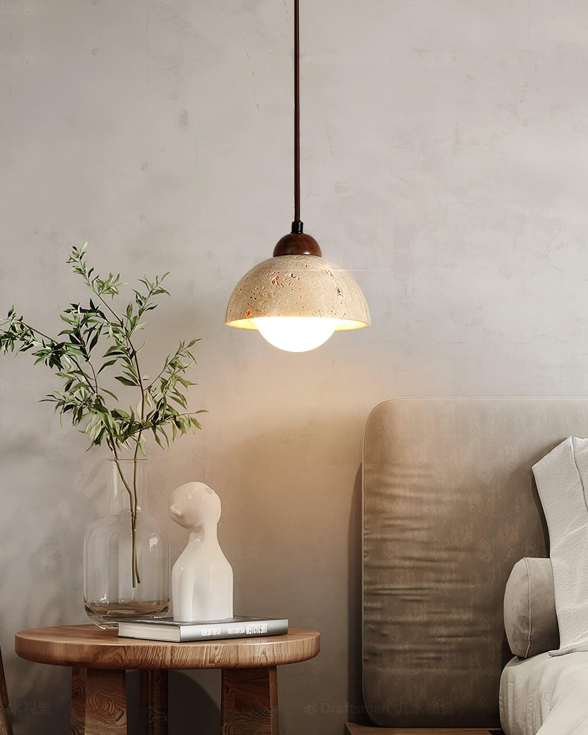 Warm Ambient Glow Pendant Lamp With Wood Top