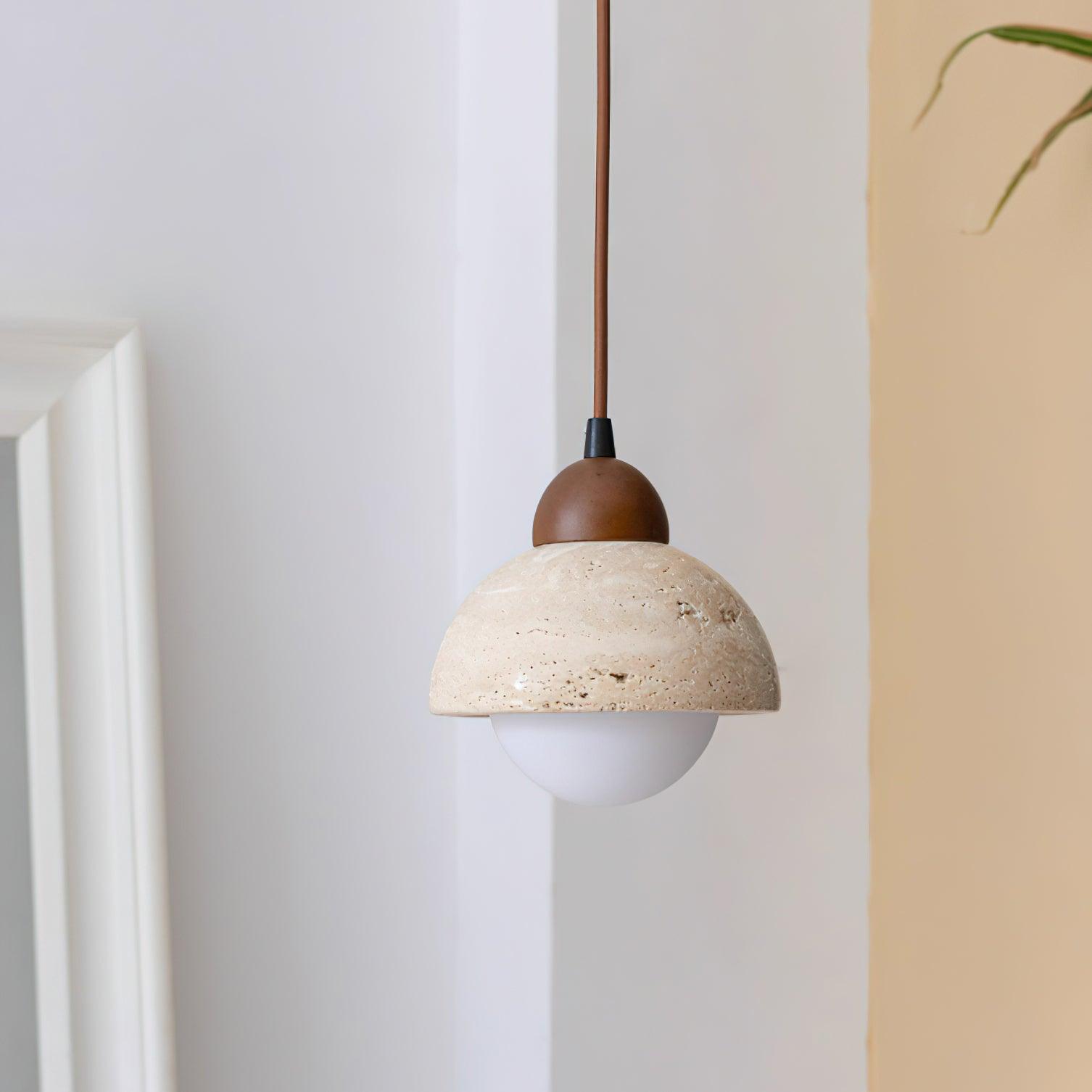 Warm Ambient Glow Pendant Lamp With Wood Top