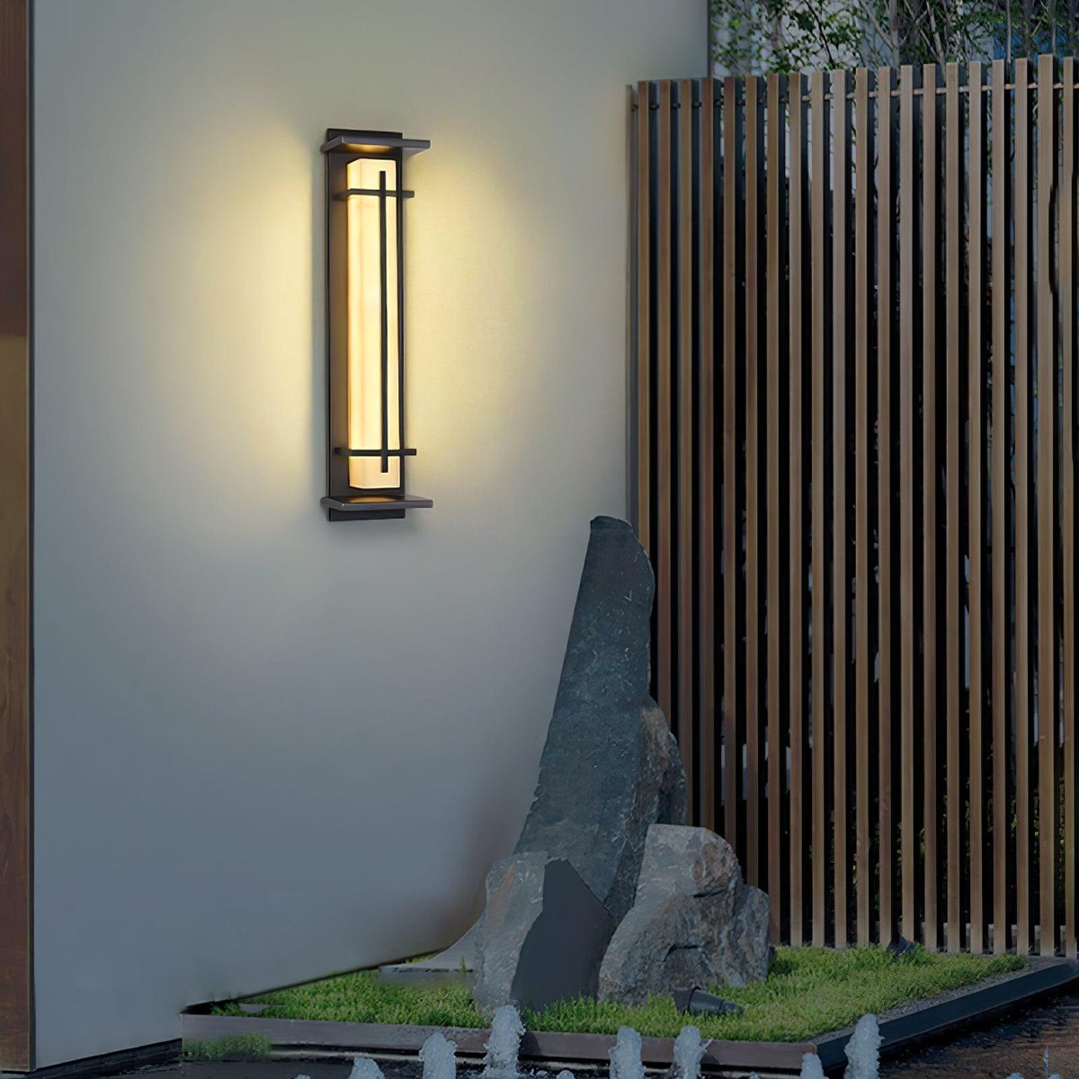Stainless Steel Outdoor Wall Light With Frosted Diffuser Square