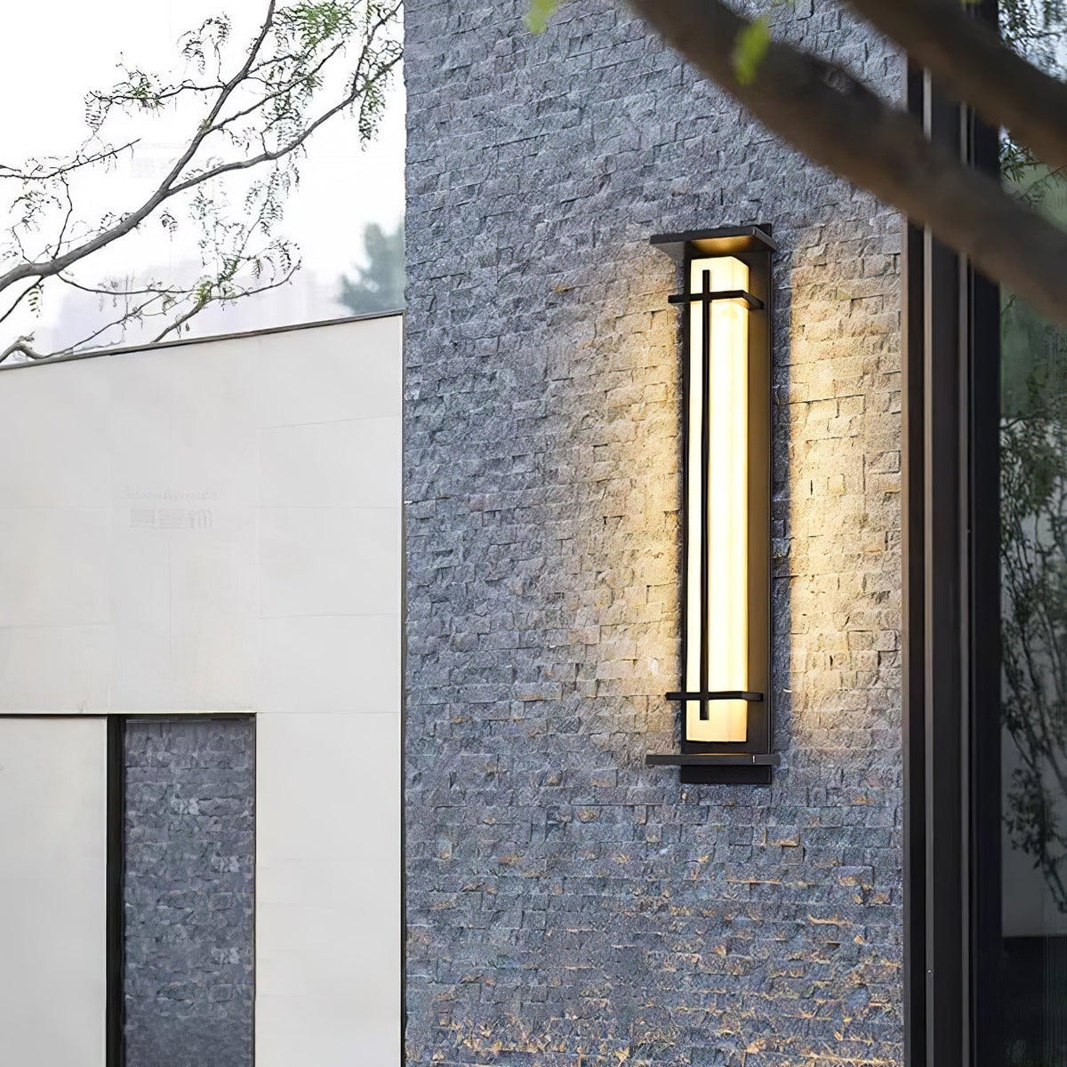 Stainless Steel Outdoor Wall Light With Frosted Diffuser Square