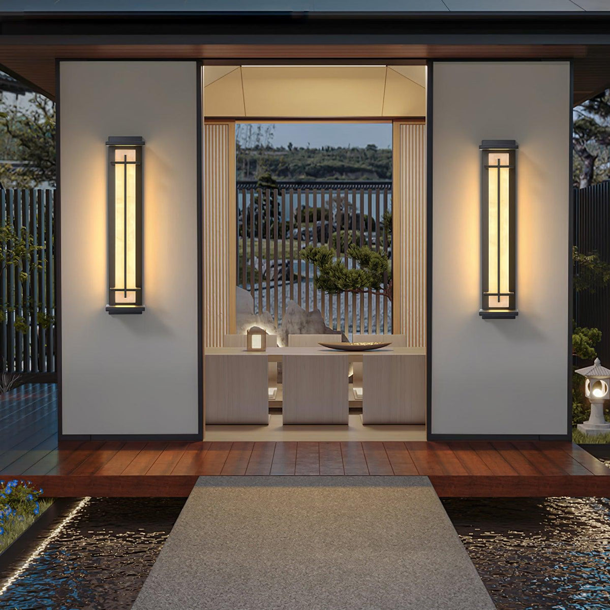 Stainless Steel Outdoor Wall Light With Frosted Diffuser Square