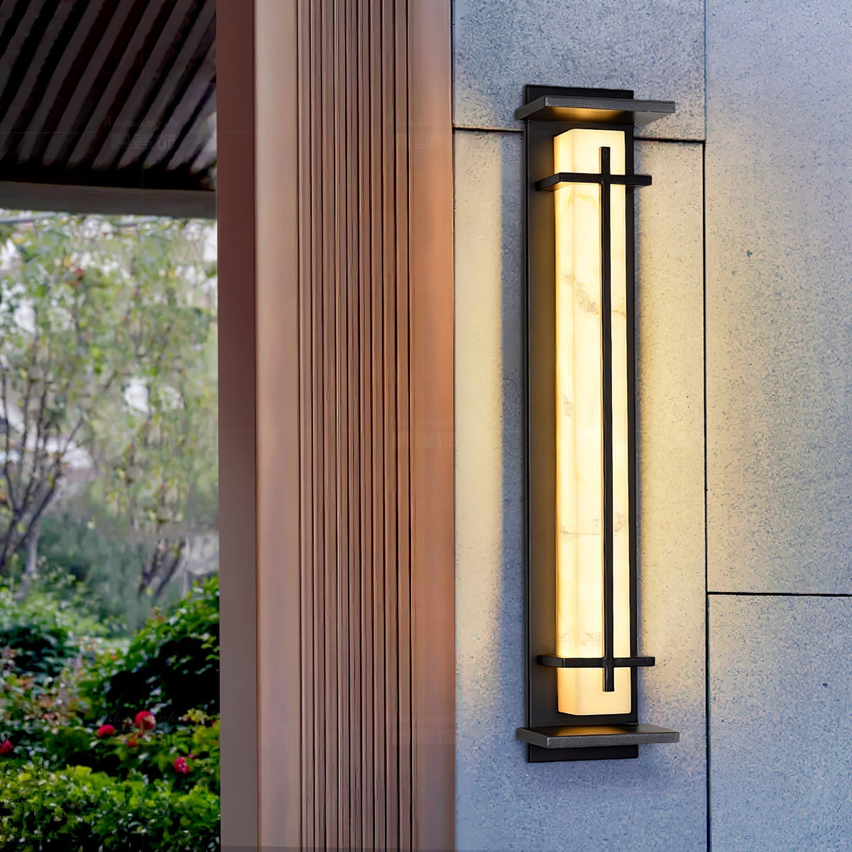Stainless Steel Outdoor Wall Light With Frosted Diffuser Square