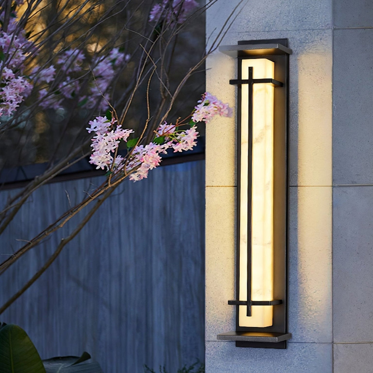 Stainless Steel Outdoor Wall Light With Frosted Diffuser Square