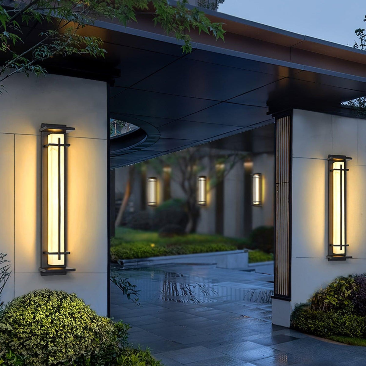 Stainless Steel Outdoor Wall Light With Frosted Diffuser Square