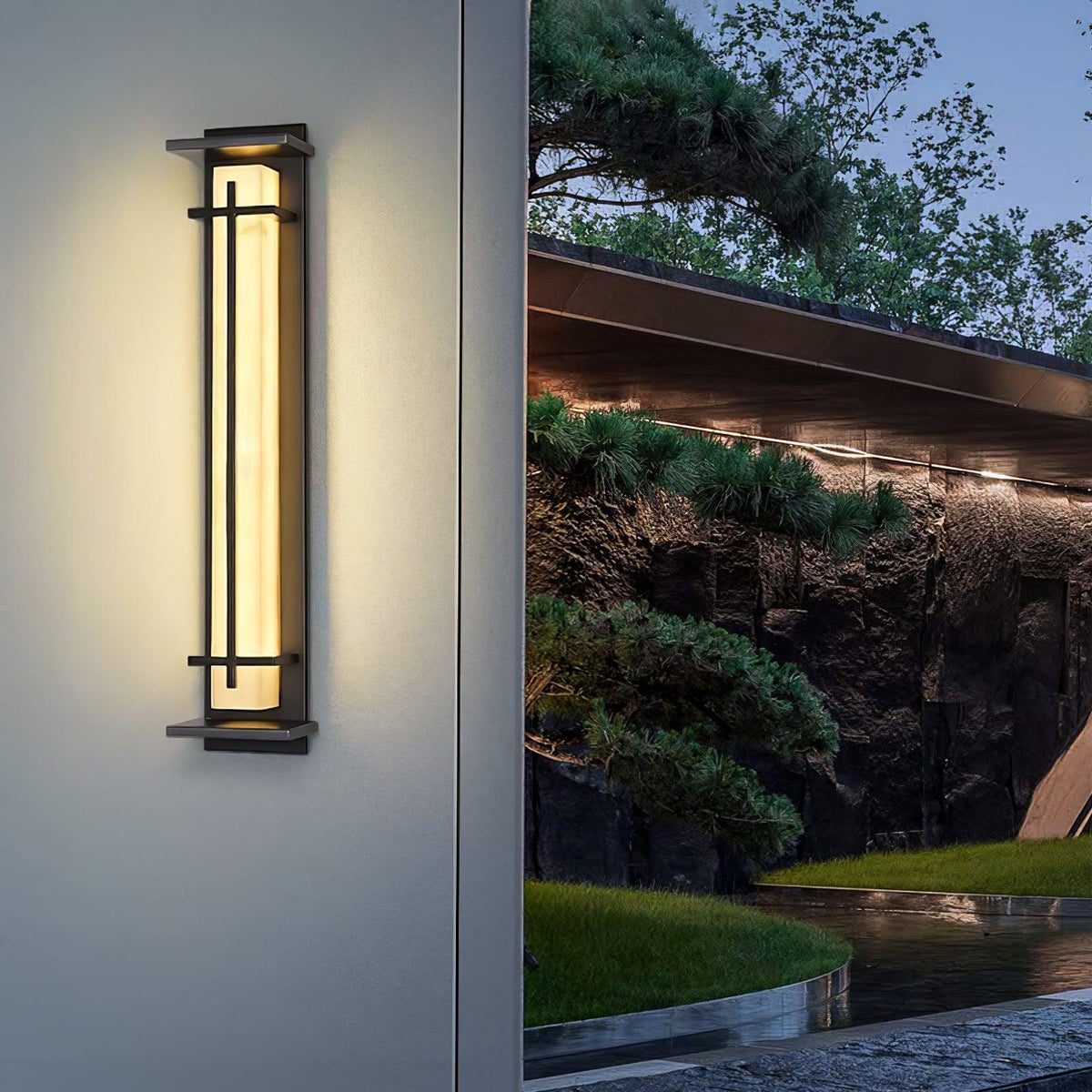 Stainless Steel Outdoor Wall Light With Frosted Diffuser Square