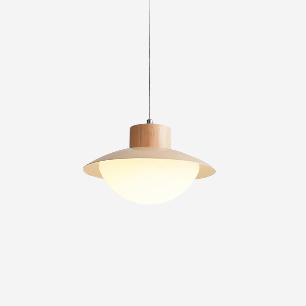 Soft Glow Natural Wood Milk Pendant Light