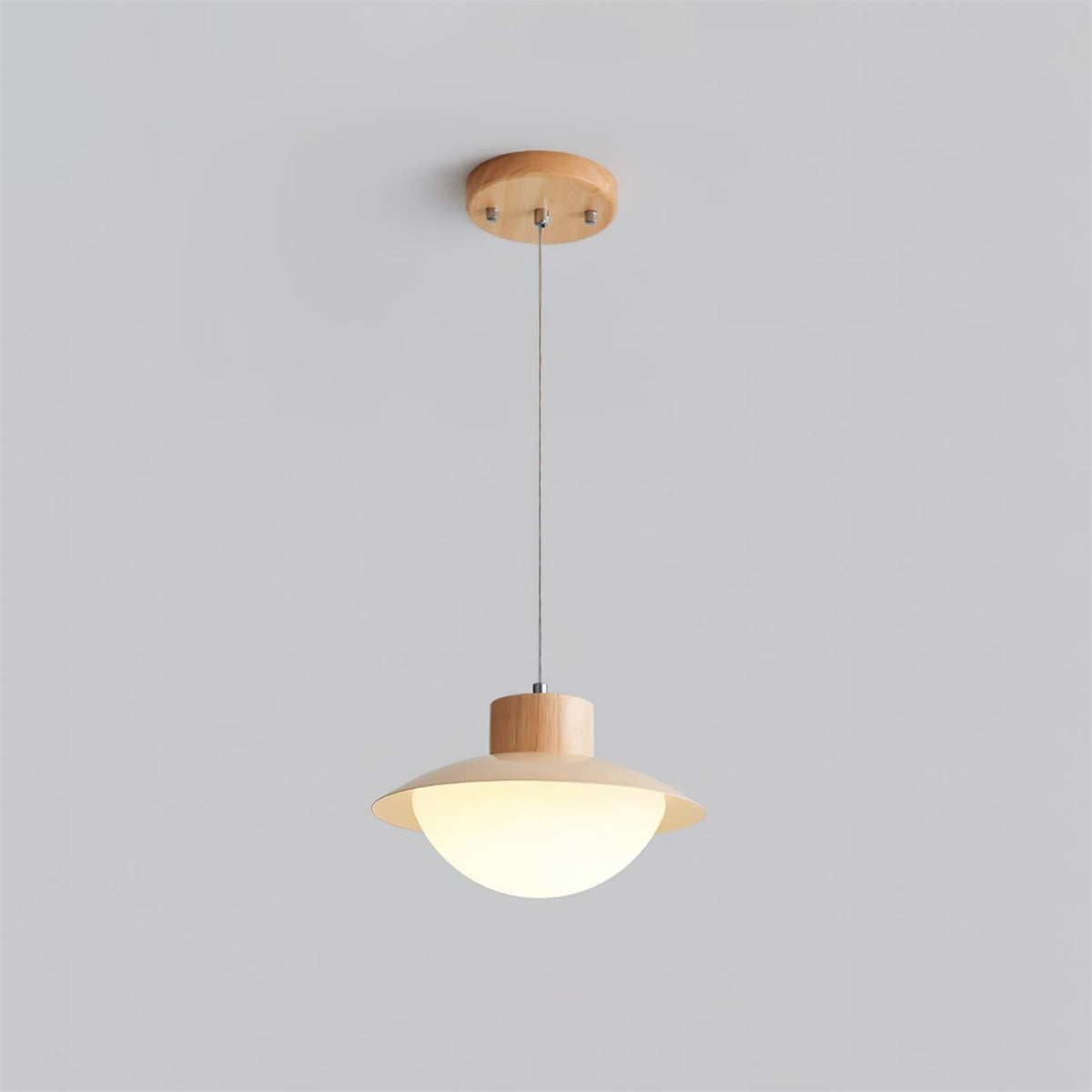 Soft Glow Natural Wood Milk Pendant Light