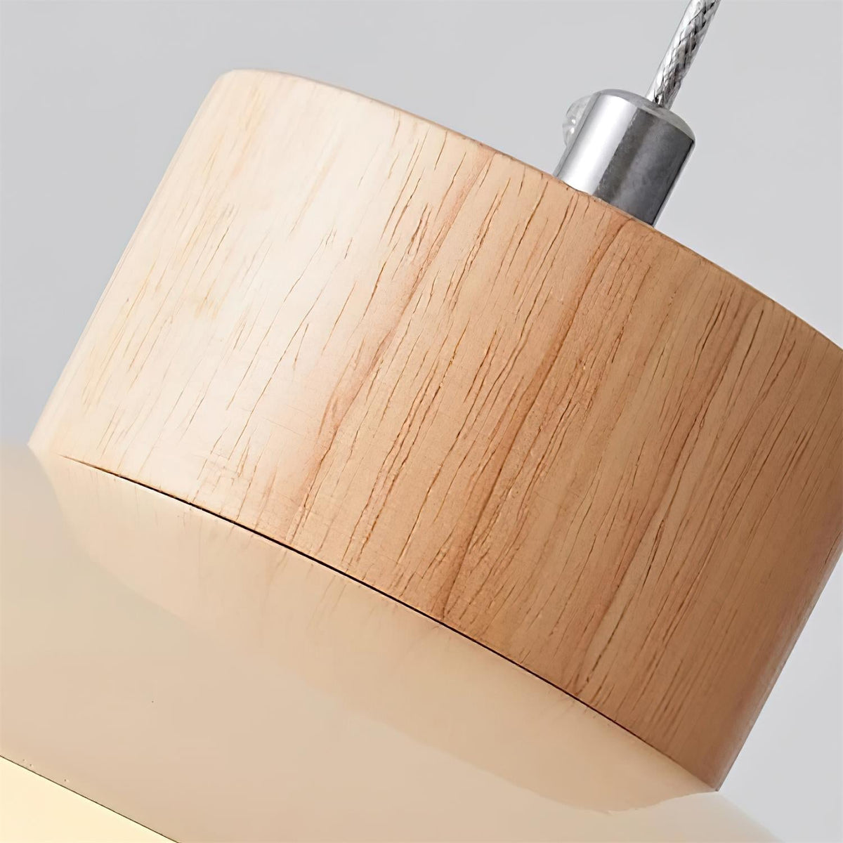 Soft Glow Natural Wood Milk Pendant Light