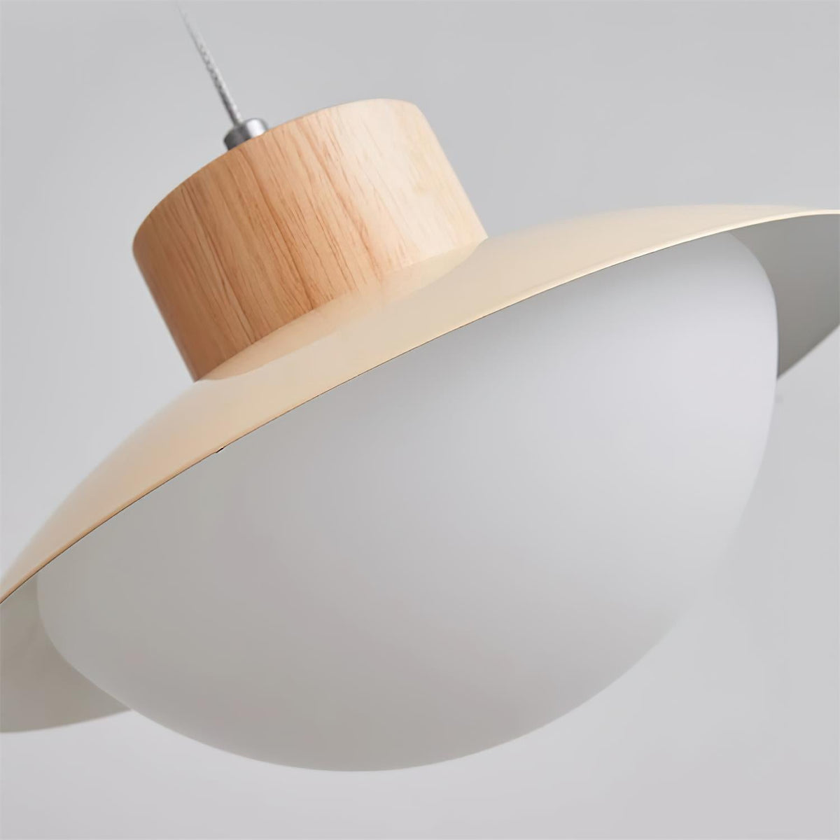 Soft Glow Natural Wood Milk Pendant Light