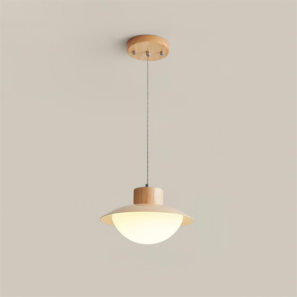 Soft Glow Natural Wood Milk Pendant Light