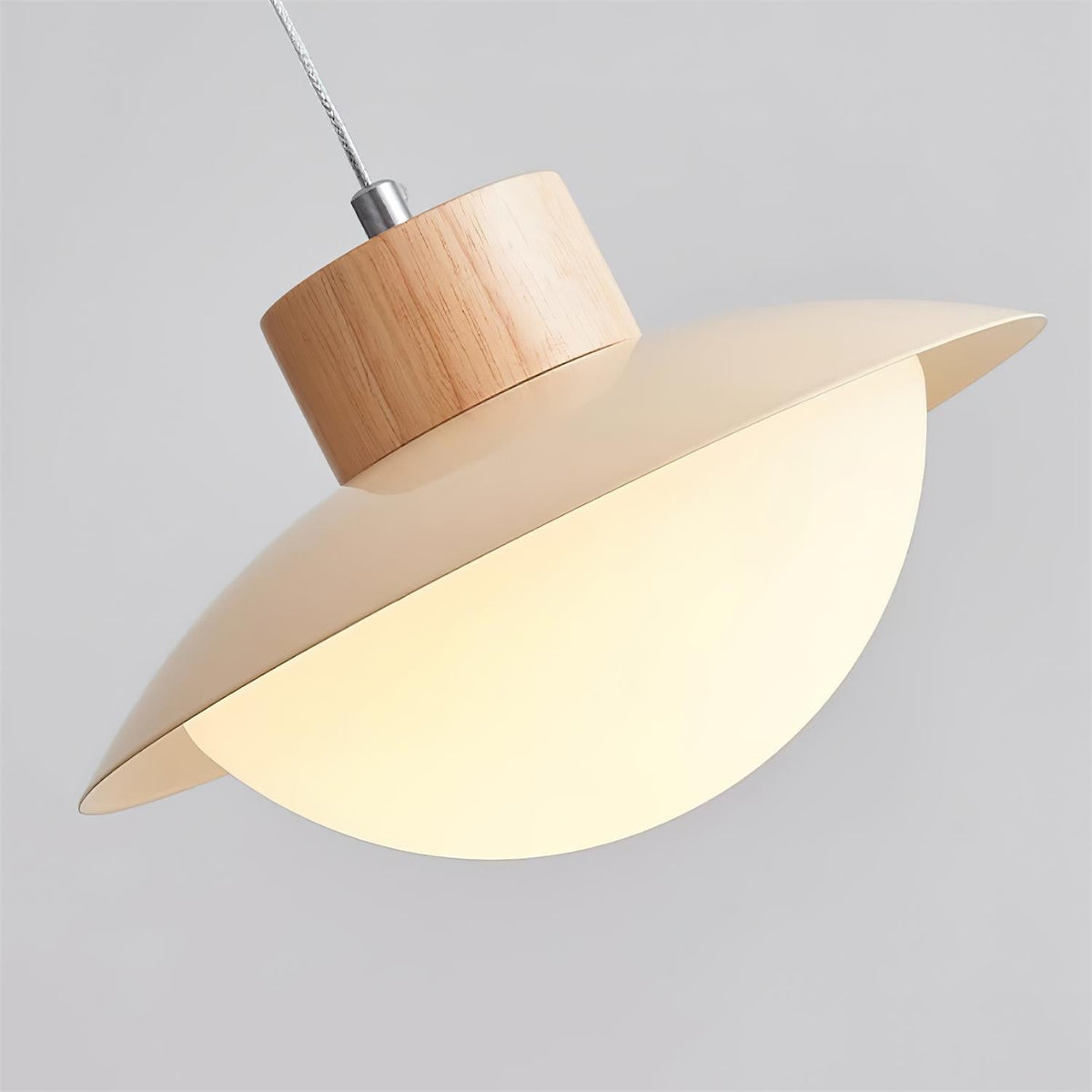 Soft Glow Natural Wood Milk Pendant Light