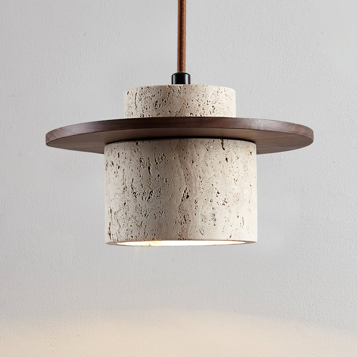 Travertine Disc Cylinder Pendant Light Ambient Glow