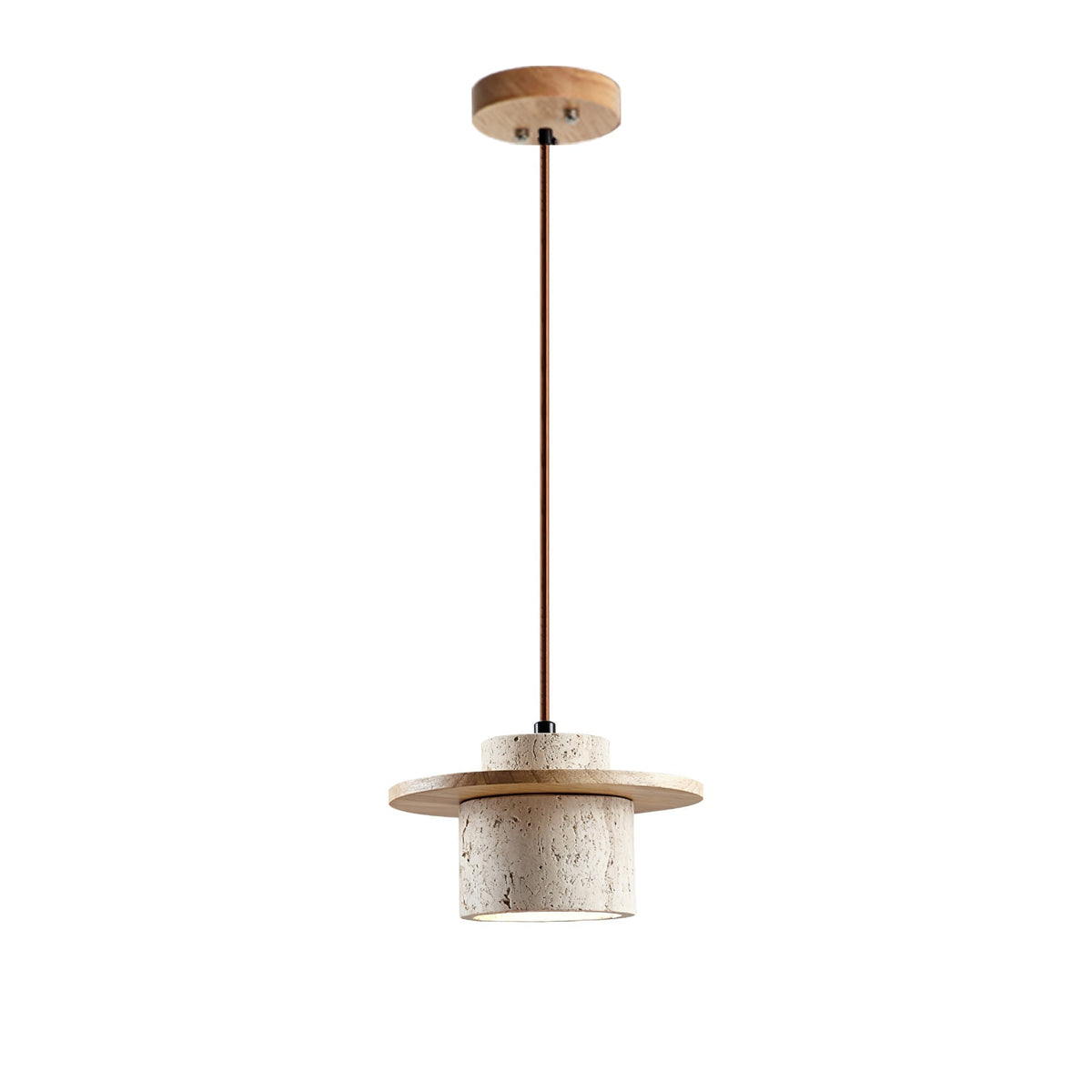 Travertine Disc Cylinder Pendant Light Ambient Glow