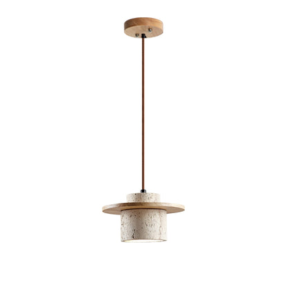 Travertine Disc Cylinder Pendant Light Ambient Glow