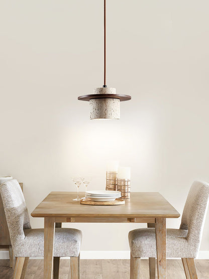 Travertine Disc Cylinder Pendant Light Ambient Glow