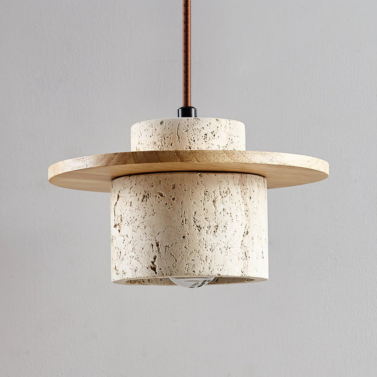 Travertine Disc Cylinder Pendant Light Ambient Glow