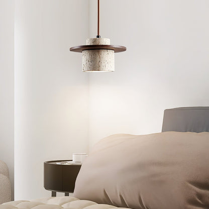 Travertine Disc Cylinder Pendant Light Ambient Glow