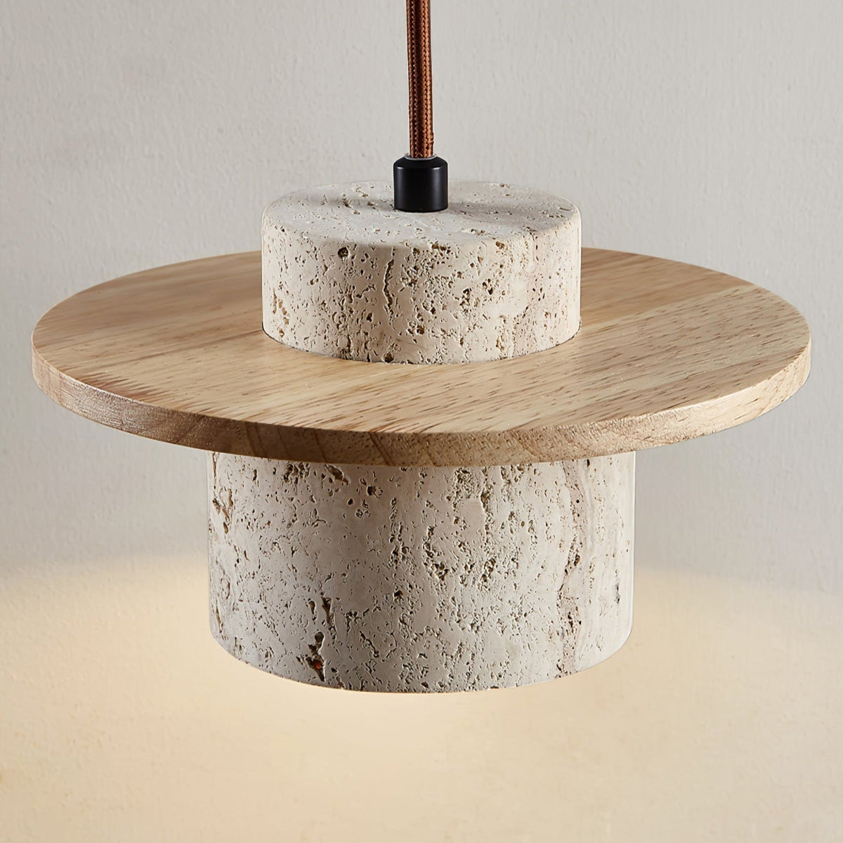 Travertine Disc Cylinder Pendant Light Ambient Glow