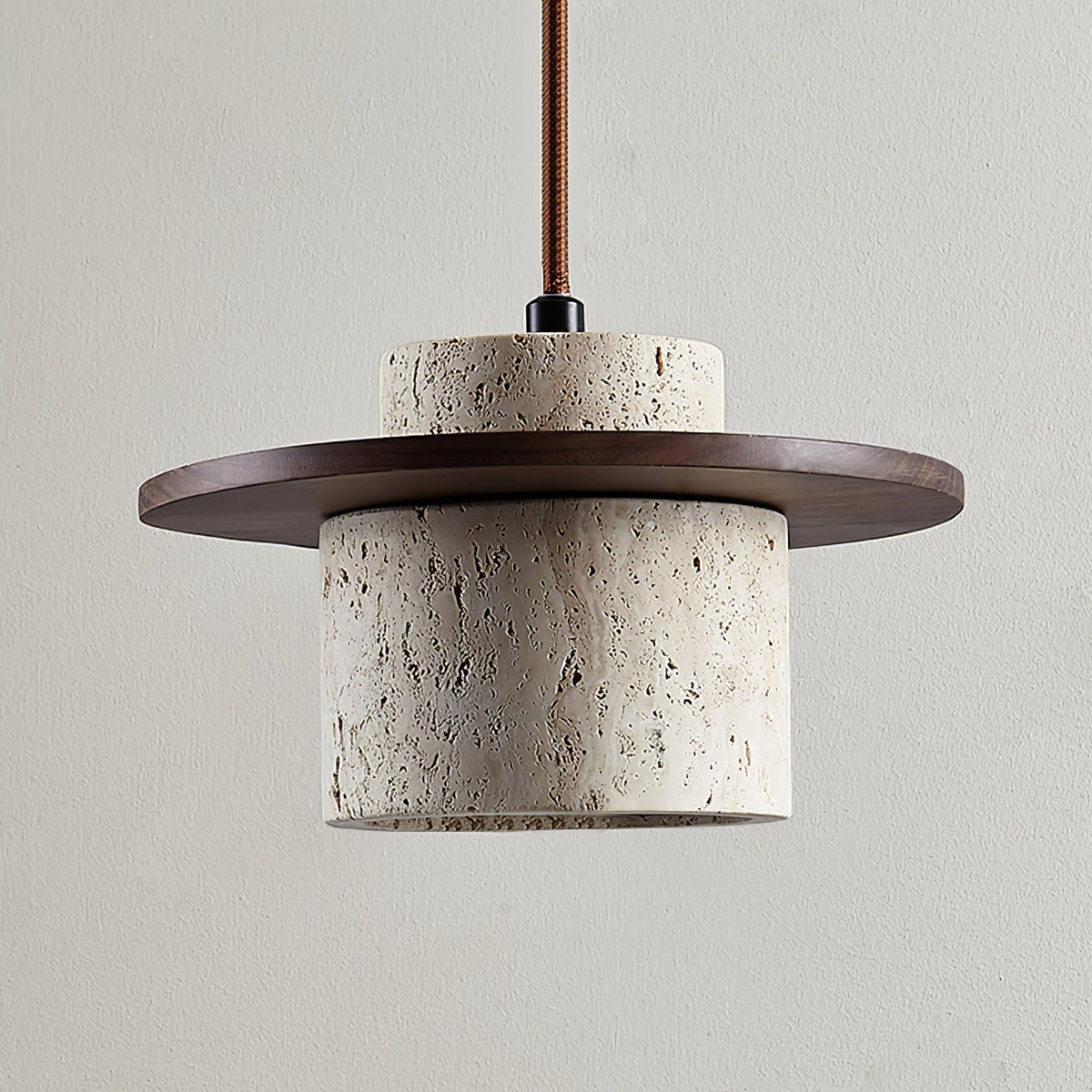 Travertine Disc Cylinder Pendant Light Ambient Glow
