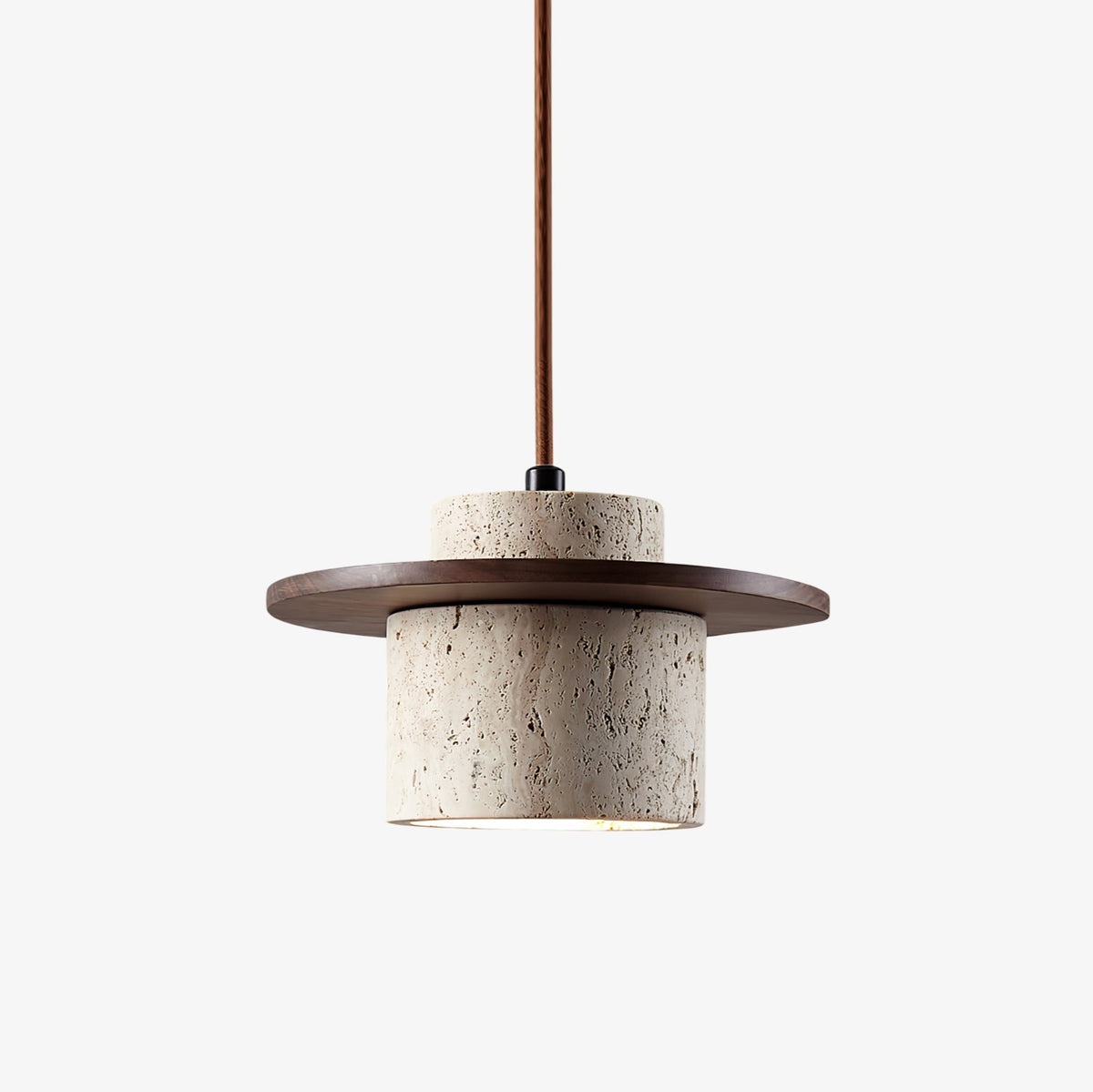 Travertine Disc Cylinder Pendant Light Ambient Glow