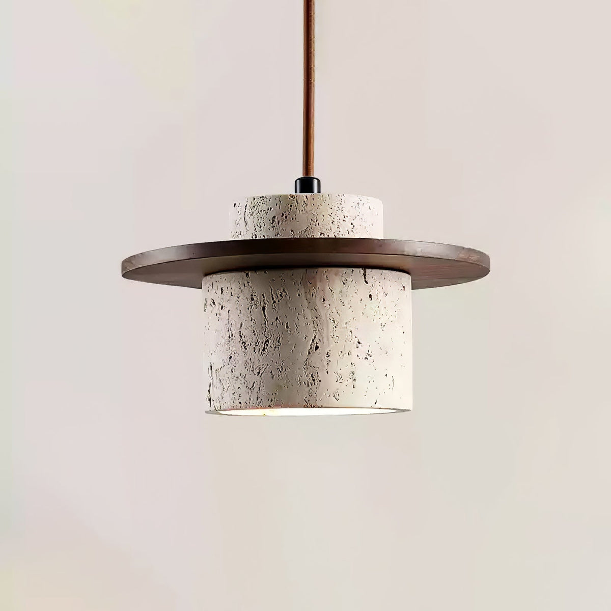 Travertine Disc Cylinder Pendant Light Ambient Glow