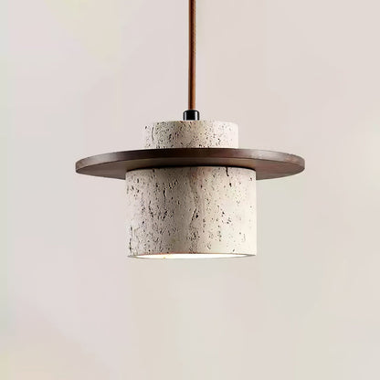 Travertine Disc Cylinder Pendant Light Ambient Glow