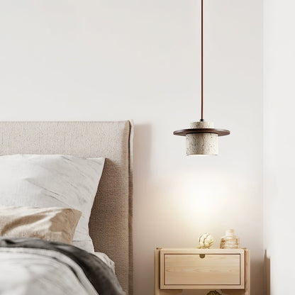 Travertine Disc Cylinder Pendant Light Ambient Glow