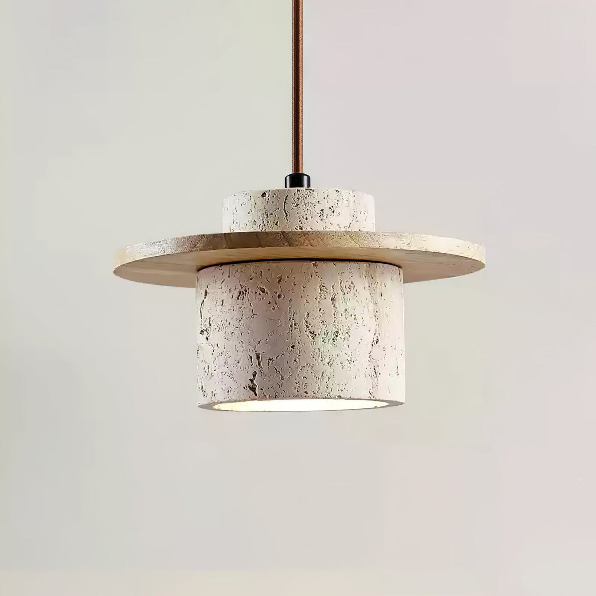 Travertine Disc Cylinder Pendant Light Ambient Glow