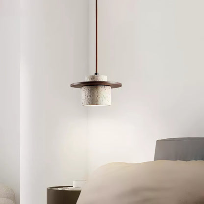 Travertine Disc Cylinder Pendant Light Ambient Glow