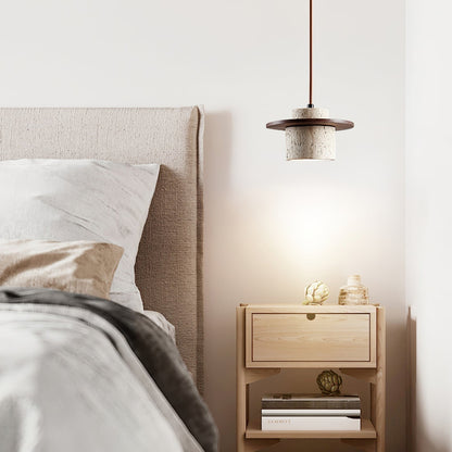 Travertine Disc Cylinder Pendant Light Ambient Glow