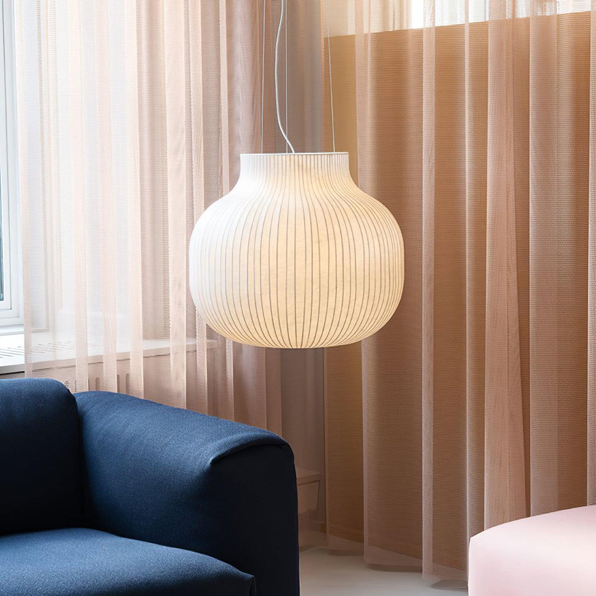 Minimalist Pleated Shade Silk Bell Pendant Light