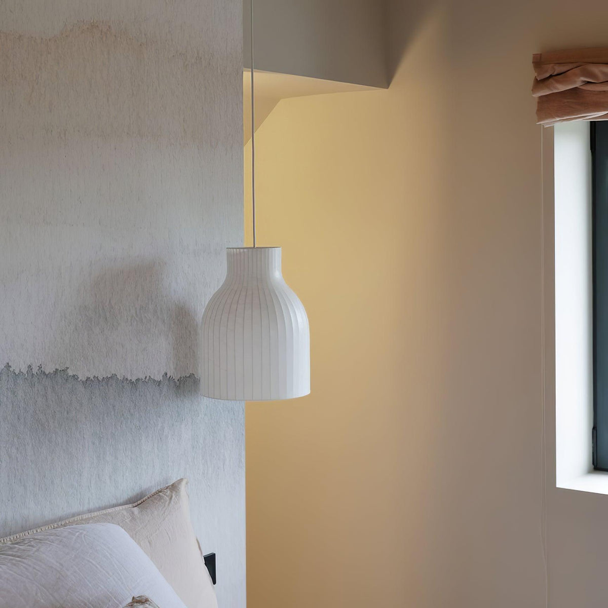 Minimalist Pleated Shade Silk Bell Pendant Light