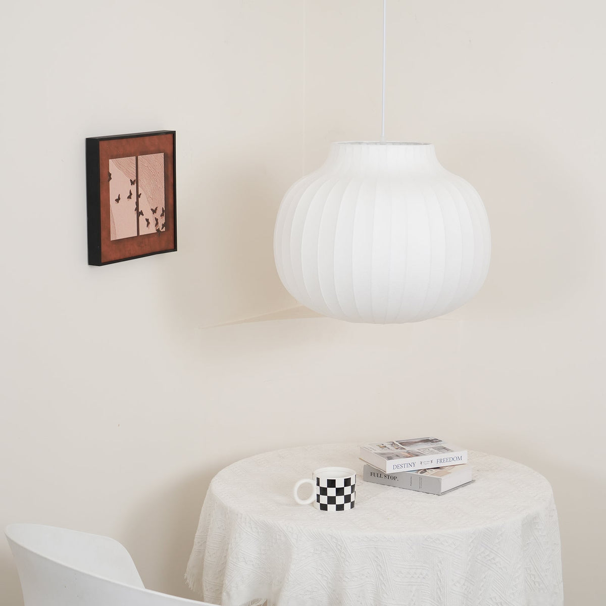 Minimalist Pleated Shade Silk Bell Pendant Light
