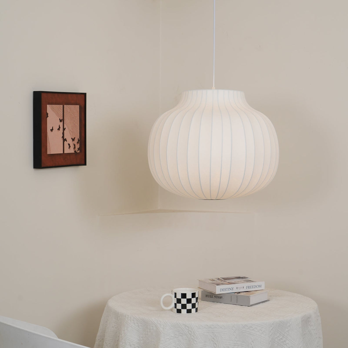 Minimalist Pleated Shade Silk Bell Pendant Light