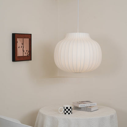 Minimalist Pleated Shade Silk Bell Pendant Light