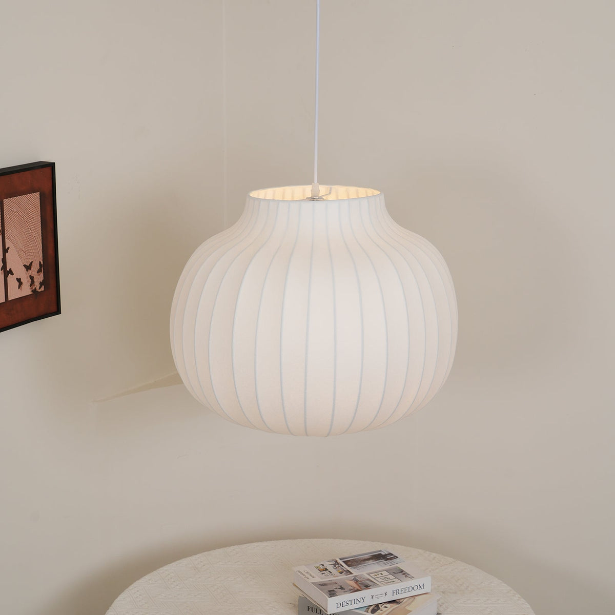 Minimalist Pleated Shade Silk Bell Pendant Light