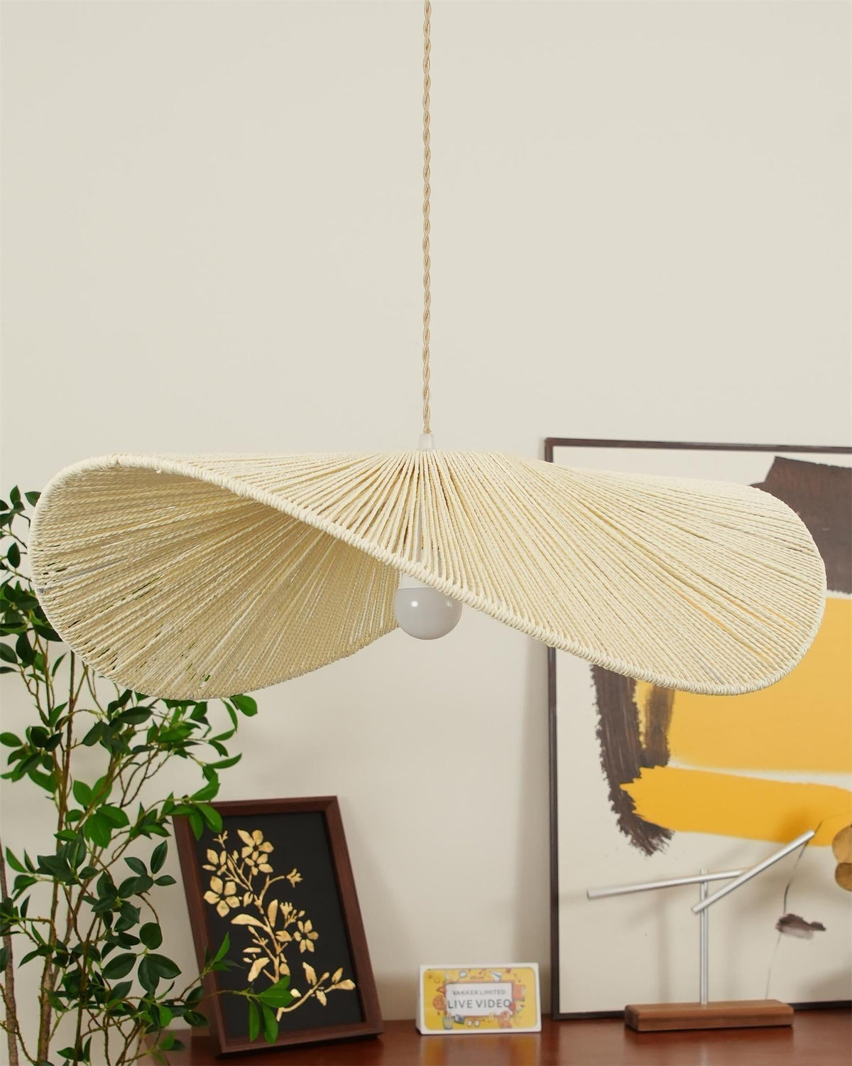 Hemp Shade Handwoven Rattan Pendant Light