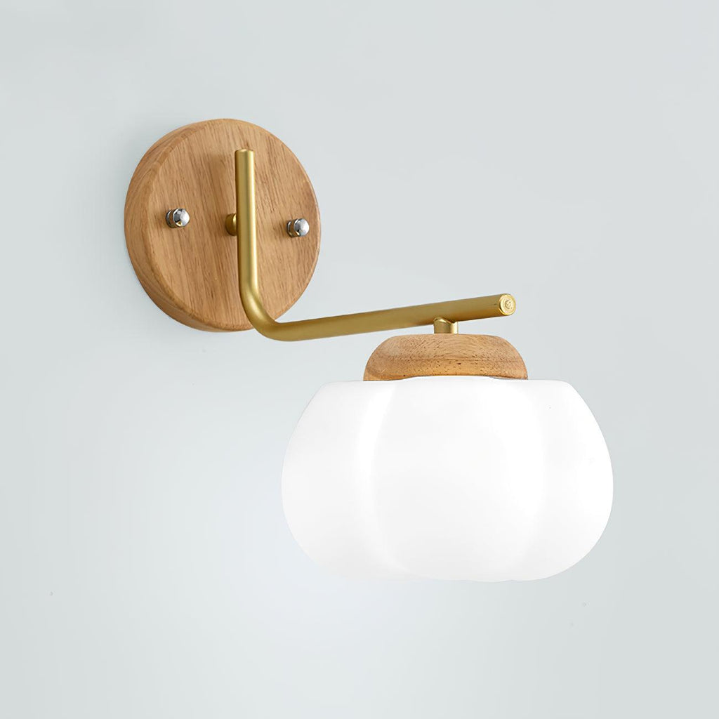 Wall Light With Wood Base And Metal Body Inspired By Strawberry