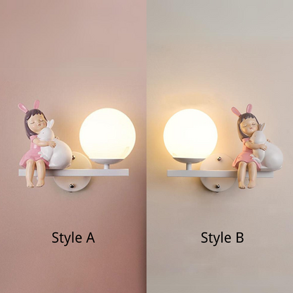 White and Pink Aria Glass and Metal Wall Light