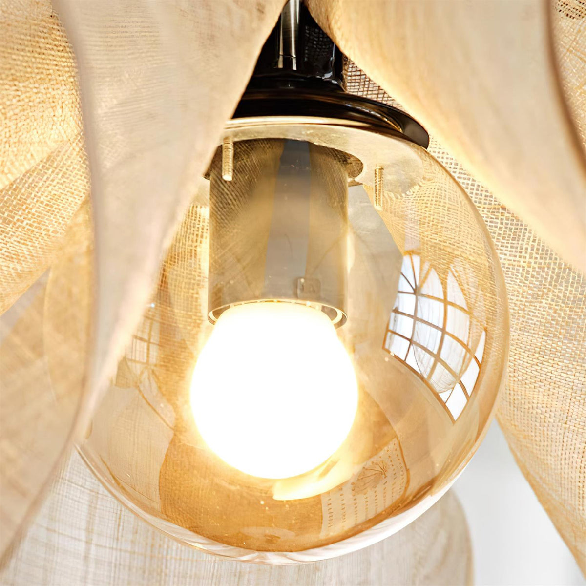 Warm Brown Shade Bohemian Plant Fiber Pendant Lamp