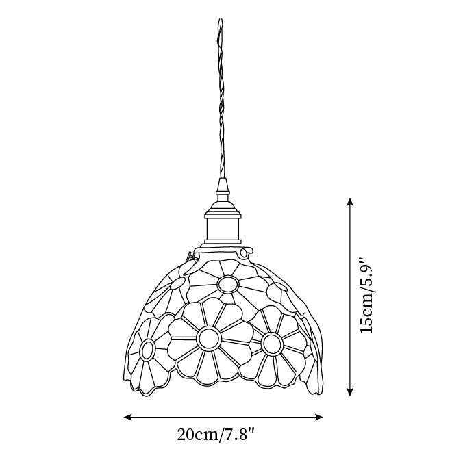 Pendant Light With Warm Glow And Bluebell Stained Glass