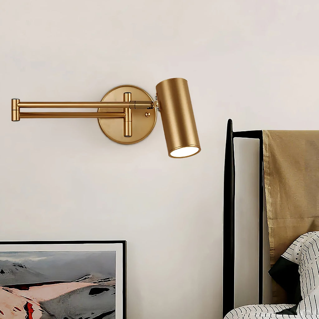 Black Or Gold Finish Luna Adjustable Swing Arm Wall Light
