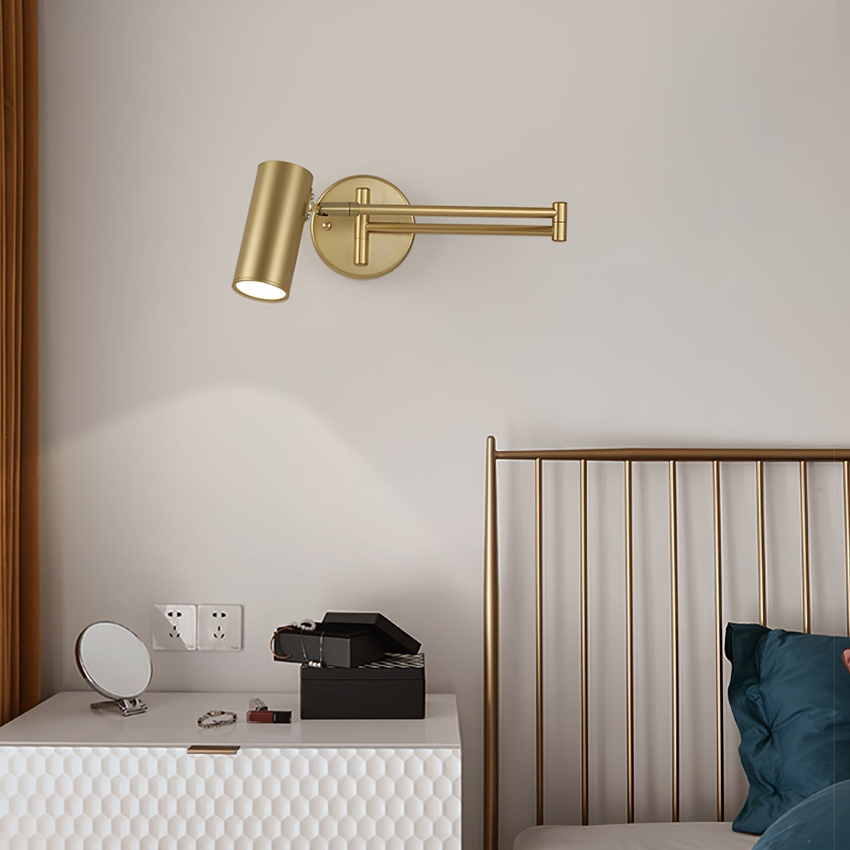 Black Or Gold Finish Luna Adjustable Swing Arm Wall Light