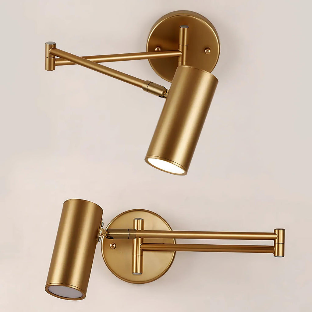 Black Or Gold Finish Luna Adjustable Swing Arm Wall Light