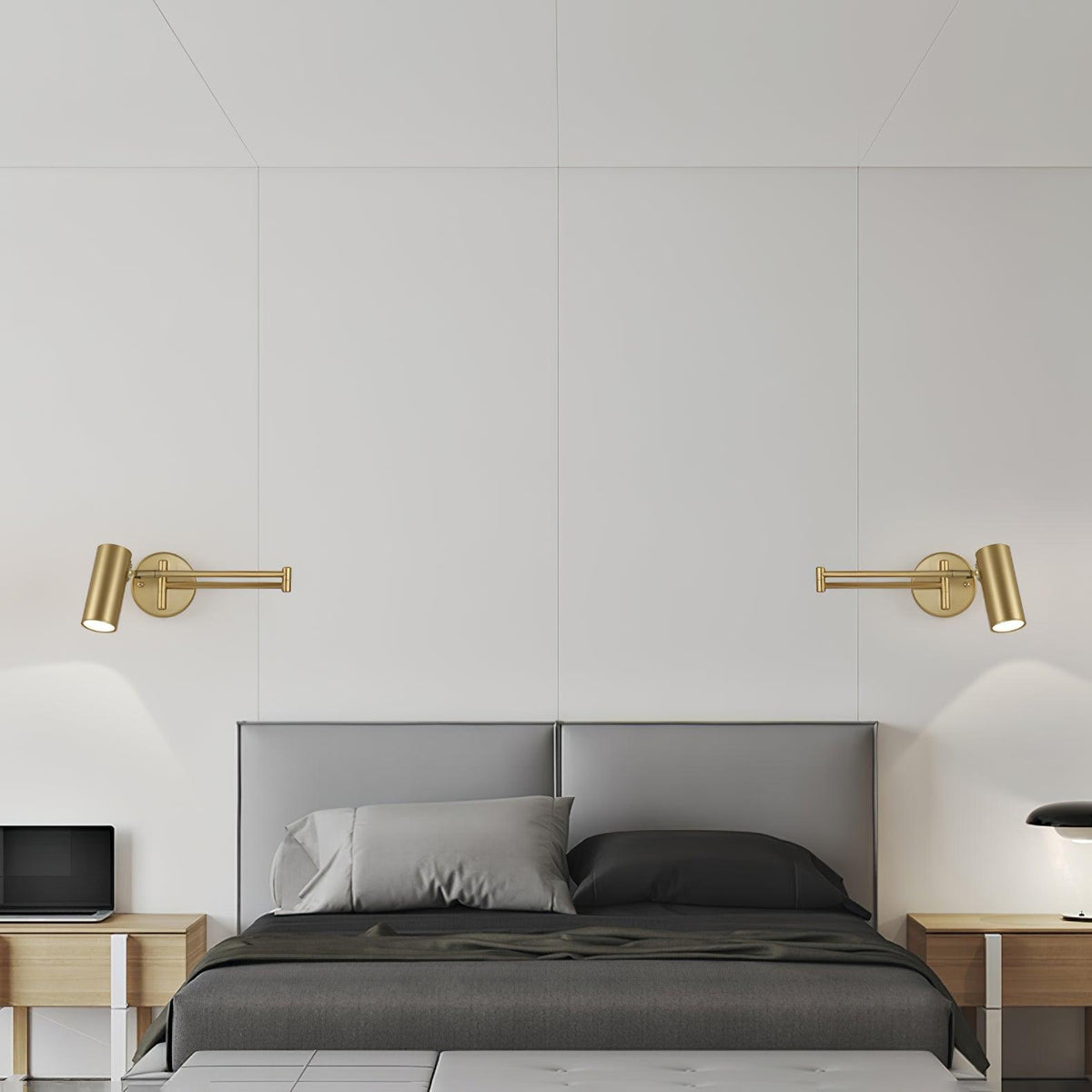 Black Or Gold Finish Luna Adjustable Swing Arm Wall Light