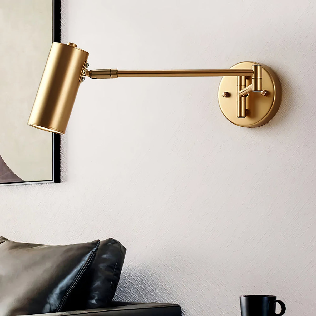 Black Or Gold Finish Luna Adjustable Swing Arm Wall Light
