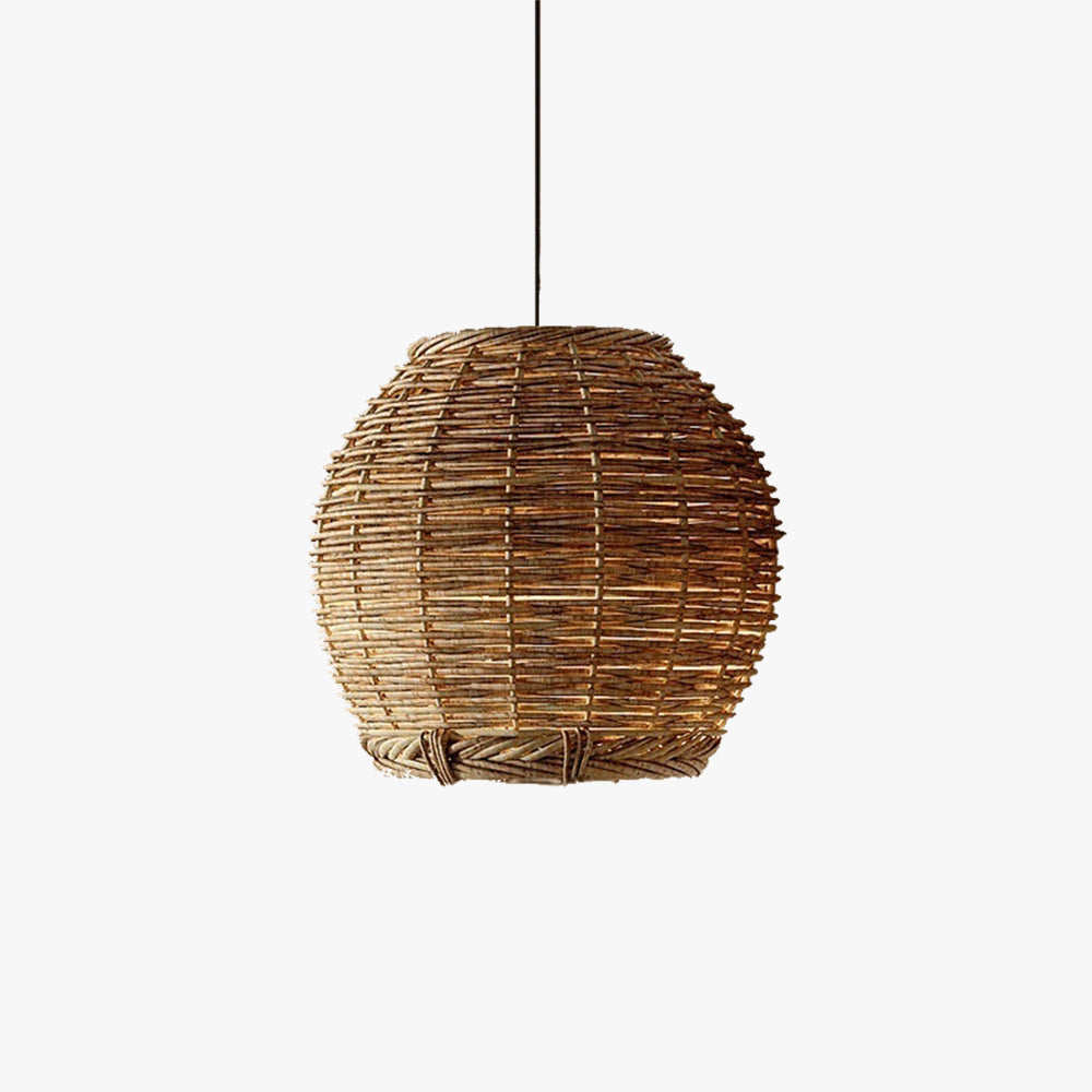 LED Rattan Wood Retro Pendant Light for Dining Room Ambience